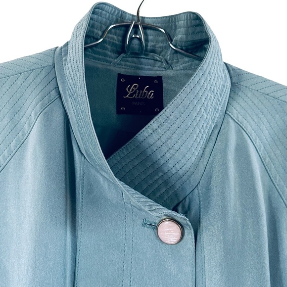 STUNNING Vintage Blue Luba Midmod Trench Coat Jacket - Picture 6 of 10